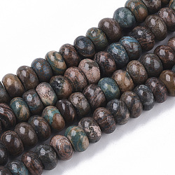 Chapelets de perles de feuille d'argent en jaspe naturel, rondelle, 8x5mm, Trou: 0.8mm, Environ 80~82 pcs/chapelet, 15.35~15.74 pouce (39~40 cm)
