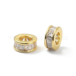Abalorios de Diamante de imitación de latón, columna, real 18k chapado en oro, 8x3.5mm, agujero: 3.5 mm