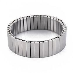Прямоугольный браслет из нержавеющей стали, блочная плитка широкий браслет для мужчин женщин, цвет нержавеющей стали, внутренний диаметр: 2 дюйм (5 см)