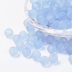 Abalorios de acrílico transparentes, redondo, esmerilado, luz azul cielo, 4mm, agujero: 1 mm, aproximamente 1400 unidades / 50 g
