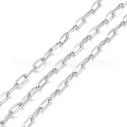 304 Stainless Steel Cable Chains, Unwelded, with Spool, Stainless Steel Color, 4x2x0.5mm, about 32.81 Feet(10m)/Roll