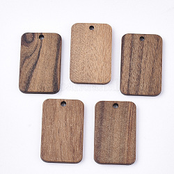 Colgantes de madera de nogal sin teñir, Rectángulo, saddle brown, 28x18x2.5mm, agujero: 1.8 mm