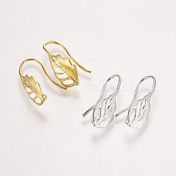 Accessoires de crochet d'oreille en laiton plaqué rack, avec boucle horizontale, feuille, couleur mixte, 21x9x1mm, Trou: 1mm, pin: 0.5 mm