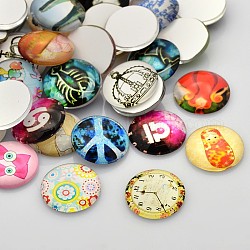 Mixed Pattern Glass Cabochons, Half Round/Dome, Mixed Color, 10x4mm