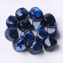 Perles acryliques, style de pierres fines imitation, pépites, bleu foncé, 15.5x12x12mm, Trou: 1.8mm, environ 310 pcs/500 g