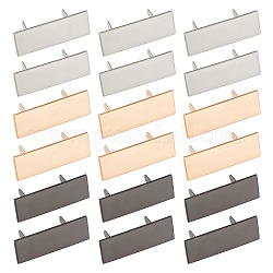 Wadorn 18 imposta fermagli decorativi per borsa in lega di zinco a 3 colori, timbratura di etichette vuote, con guarnizione in ferro, rettangolo, colore misto, 4x1.4x1.7cm, 6 set / colore
