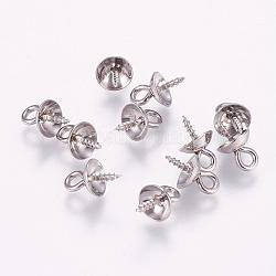 Attaches pendentif en 201 acier inoxydable pour les perles semi-percées, 10x4mm, Trou: 2mm, pin: 1 mm