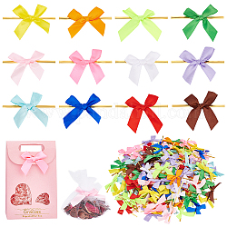 PandaHall Elite 192Pcs 12 Colors Polyester Packaging Ribbon Bows, Gift Pull Bows, with Iron Wire Twist Ties, for DIY Gift Wrap Decoration, Wedding Candy Party Decoration, Mixed Color, 80mm, 16pcs/color
