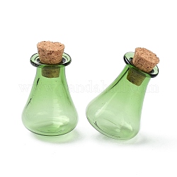 ガラス製コルクボトル  ガラスの空のウィッシングボトル  家の装飾のためのDIYバイアル  薄緑  17x27mm