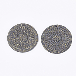 Acryl-Anhänger, Imitation gewebtes Rattan-Muster, Flachrund, Schiefer grau, 47x5 mm, Bohrung: 2 mm