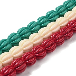 Chapelets de perles en corail synthétique, teinte, perles de citrouille, couleur mixte, 11x10.5mm, Trou: 4mm, Environ 37 pcs/chapelet, 15.35'' (39 cm)