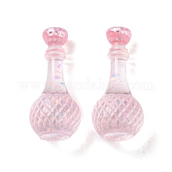 Chupete de botella cabujón de resina transparente, con lentejuelas, rosa, 34.5x15mm