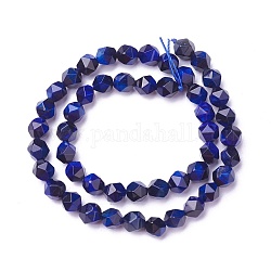 Natürlichen Tigerauge Perlen Stränge, gefärbt, facettiert rund, Mitternachtsblau, 5.5~6x5~6 mm, Bohrung: 0.8 mm, ca. 64~66 Stk. / Strang, 15.3 Zoll (39 cm)