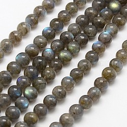 Natural Labradorite Beads Strands, Grade AB, Round, Slate Gray, 7mm, Hole: 1mm