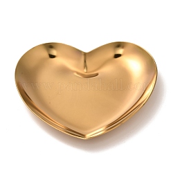 Piatto espositore per gioielli in acciaio inossidabile cuore 430, vassoio di immagazzinaggio dell'organizzatore dei cosmetici, oro, 85x91.5x10mm
