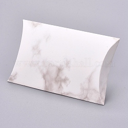 Paper Pillow Boxes, Gift Candy Packing Box, Marble Texture Pattern, White, Box: 12.5x7.6x1.9cm, Unfold: 14.5x7.9x0.1cm