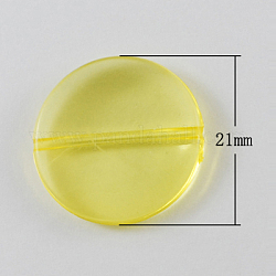 Transparent Acrylic Beads, Flat Round, Yellow, 21x4.5mm, Hole: 1mm, about 450pcs/500g