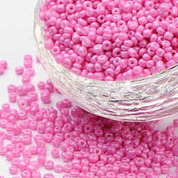 (servicio de reembalaje disponible) pintura para hornear perlas de vidrio, color de rosa caliente, 12/0, 1.5~2mm, agujero: 0.5~1 mm, 12 g / bolsa