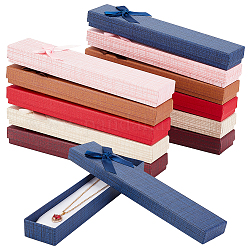 Pandahall elite 12 stücke 6 farben rechteckige geschenkboxen aus karton, Bowknot-Papierhülle mit Schwamm im Inneren, für Haarstäbchen, Schmuckpaket, Mischfarbe, 21x4.3x2.3 cm, Innengröße: 20.6x3.9x2 cm, 2 Stk. je Farbe