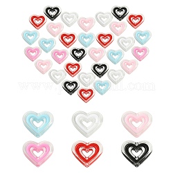 30Pcs 6 Colors Acrylic Beads, Bead in Bead, Heart, Mixed Color, 19.5x23x6mm, Hole: 3mm, 5pcs/color