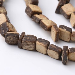 Natural Coconut Square Bead Strands, BurlyWood, 7x7x2~5mm, Hole: 1mm, about 62pcs/strand, 15.4 inch
