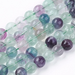 Chapelets de perles en fluorite naturelle, grade AB, ronde, 10mm, Trou: 1mm, 38 pcs / chapelet, 15 pouce