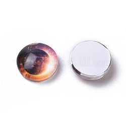 Cabuchones de cristal, medio redondo / cúpula, patrón de impresión del planeta, colorido, 10x4mm