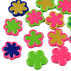 Opaque Cellulose Acetate(Resin) Cabochons, Flower, Mixed Color, 20x21.5x2.5mm