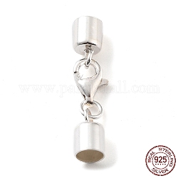 925 стерлингового серебра застежкой омар коготь, с концами шнура и 925 маркой, серебряные, 25 мм, внутренний диаметр: 4 мм