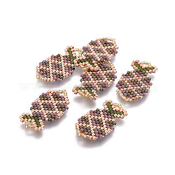 Colgantes de cuentas de semillas japonesas hechas a mano de miyuki & toho, patrón de telar, piña, colorido, 26~26.5x15x2mm, agujero: 2x3 mm