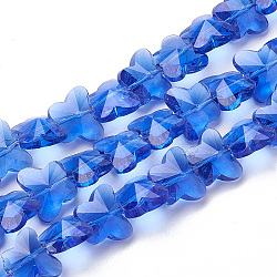 Transparente Glasperlen, facettiert, Schmetterling, königsblau, 8x10x6 mm, Bohrung: 1 mm