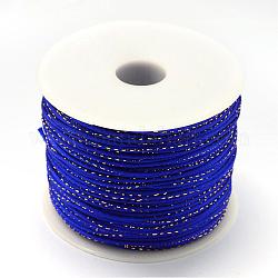 Metallic Fleck Perlen Schnur Schnüre, Nylon-Maus-Heckschnur, Blau, 1.5 mm, ungefähr 100 Yards / Rolle (300 Fuß / Rolle)