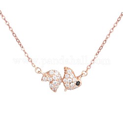 Ожерелье из кубического циркония с хвостом кита для девочек и женщин, 925 ожерелье из стерлингового серебра, прозрачные, розовое золото 
