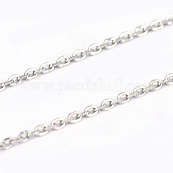304 Stainless Steel Cable Chains, Diamond Cut Chains, Soldered, Faceted, Oval, Stainless Steel Color, 2x0.4x1.2mm