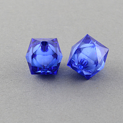 Perline acrilico trasparente, perline in perline, cubo sfaccettato, blu medio, 8x7x7mm, Foro: 2 mm, circa 2000pcs/500g