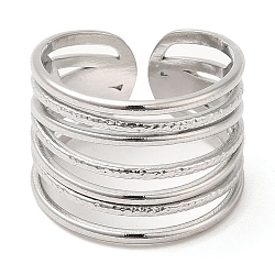 304 открытое кольцо из нержавеющей стали, несколько строк, цвет нержавеющей стали, размер США 6 3/4 (17.1 мм)