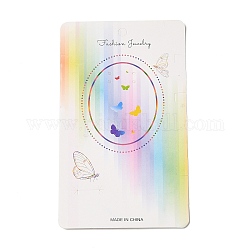 Rectangle Paper Necklace Display Cards with Hanging Hole, Rainbow Jewelry Display Card for Earring Necklace Storage, Colorful, 15.5x9.1x0.05cm, Hole: 2mm