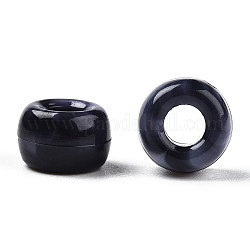 Perles acryliques, deux tons, baril, noir, 9x6mm, Trou: 3.7mm, environ 1700 pcs/500 g