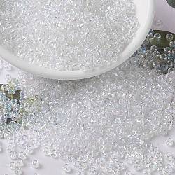 Perles rocailles miyuki rondes, Perles de rocaille japonais, 8/0, (rr250) cristal ab, 3mm, Trou: 1mm, environ 2111~2277 pcs/50 g