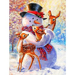 Diy рождественская тема прямоугольная алмазная картина комплект, включая сумку со стразами из смолы, алмазная липкая ручка, поднос тарелка и клей глина, снеговик, 400x300 мм