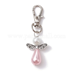 Angelo abs plastica imitazione perla ciondolo decorazioni, con lega girevole aragosta fermagli artiglio, roso, 63.5mm