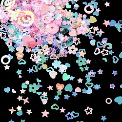 Paillettes in pvc, decorazioni artigianali per cucire, forma misto, cuore/stella/fiore, perla rosa, 1.5~16x2~12x0.5~1.5mm, Foro: 1~2 mm, circa 1500pcs/scatola