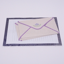 Enveloppes en papier et papiers à lettres, Motif floral, rectangle, indigo, 9~21x14.3~15x0.01~0.02 cm, 9 pièces / kit