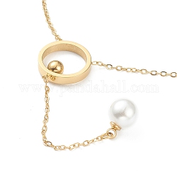 304 in acciaio inossidabile delle collane del pendente, con perle finte acriliche e catene portacavi, anello con pallina tonda, oro, 16.73 pollice (42.5 cm)