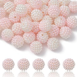 Perles acryliques de perles d'imitation, perles baies, perles combinés, ronde, perle rose, 12mm, Trou: 1mm