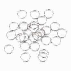 304 anelli portachiavi in ​​acciaio inox, anelli di salto a doppio anello, colore acciaio inossidabile, 7x1mm, circa  6mm diametro interno