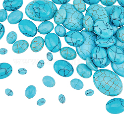 Hobbiesay 100pcs 5 styles cabochons turquoise synthétique, ovale, teinte, 8~25x6~18x3~6mm, 20 pièces / style