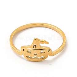 304 anello da dito a forma di zucca di Halloween in acciaio inossidabile per donna, oro, diametro interno: 18mm