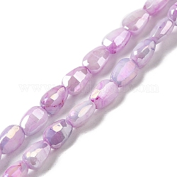 Electroplate Glass Beads Strands, Rainbow Plated, Faceted, Teardrop, Plum, 6.5x4.5x3.5mm, Hole: 1mm, about 70pcs/strand, 17.72''(45cm)