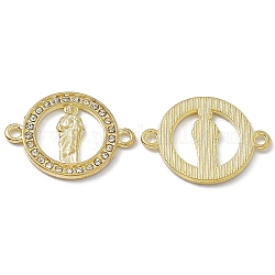 Fascini del connettore della lega di religione, con strass in cristallo, maglie tonde piatte con motivo vergine, oro, 18x24x1.7mm, Foro: 1.8 mm